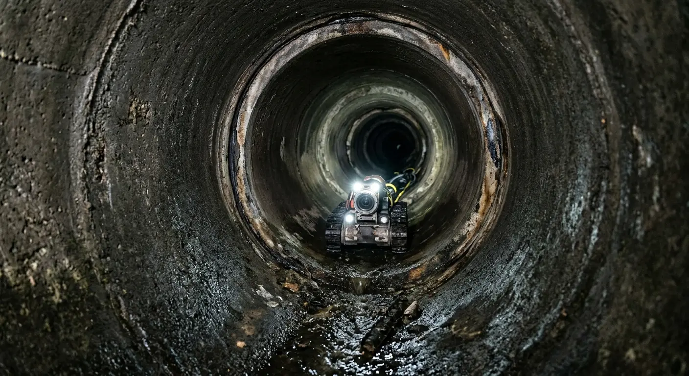 Robotic sewer camera inspecting pipe interior for Sewer Line Repair in Walker Mill